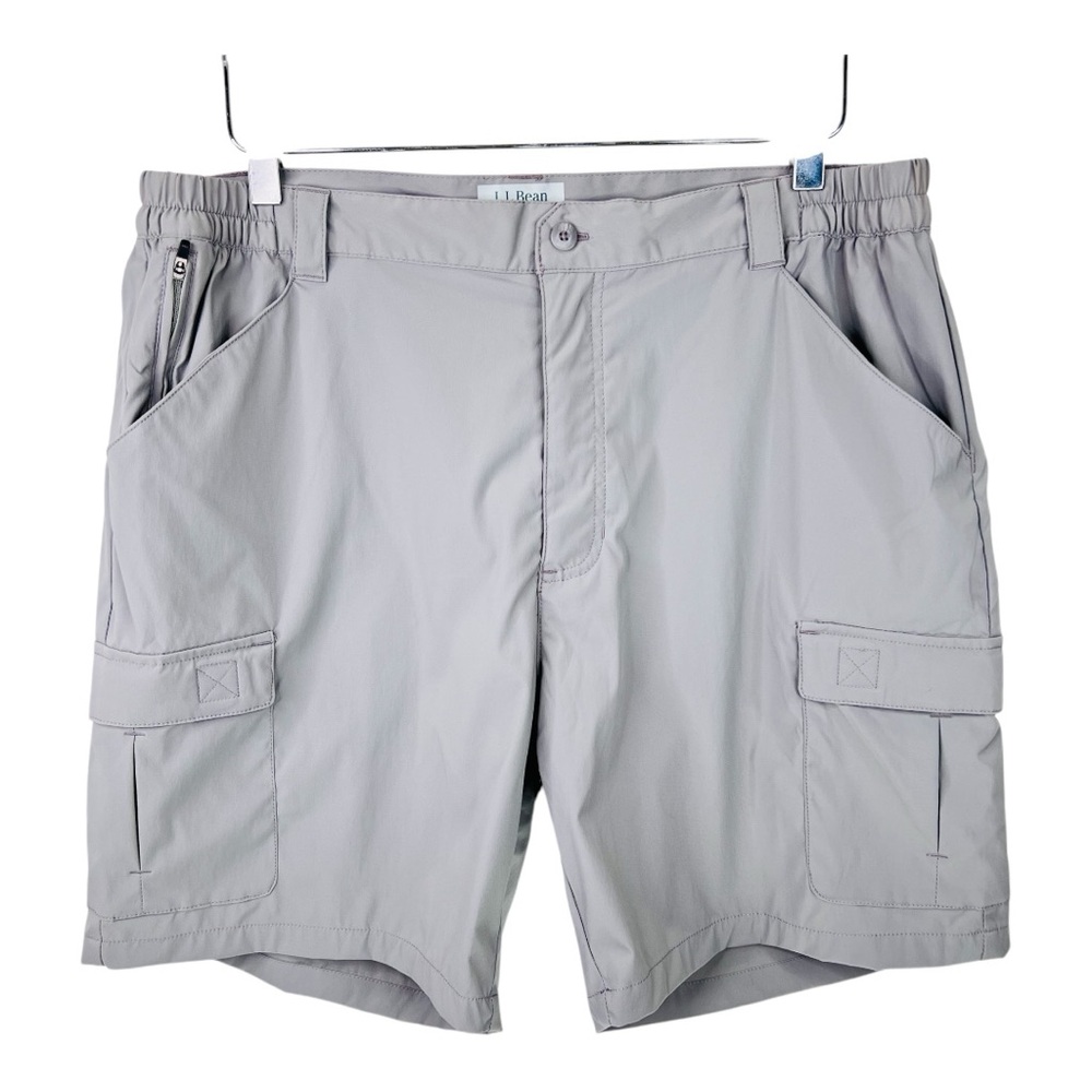 L.L.Bean Men’s Tropicwear Sunsmart UPF 50 Gray Cargo Hiking Flat Front 7” Shorts